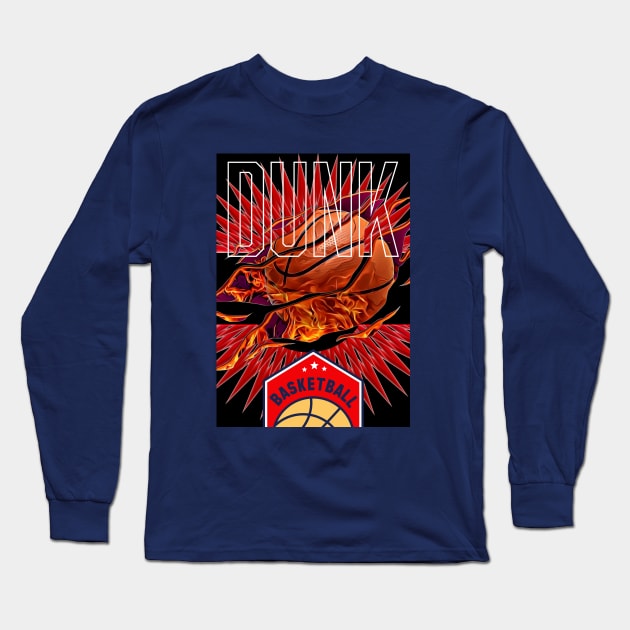 Basketball Dunk Long Sleeve T-Shirt by Rene Martin